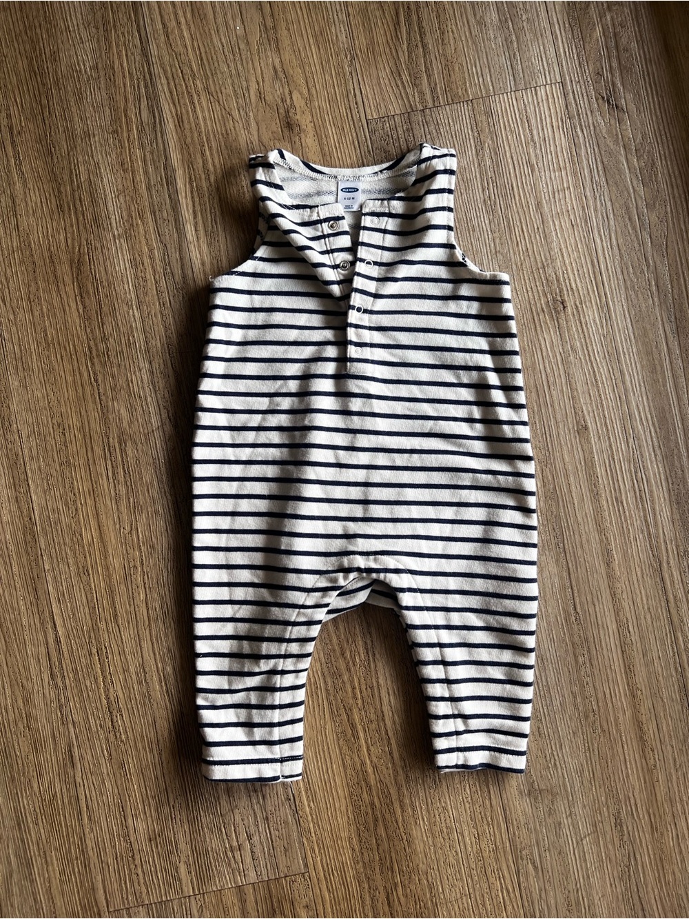 Old Navy Striped Navy and Cream Sleeveless Romper